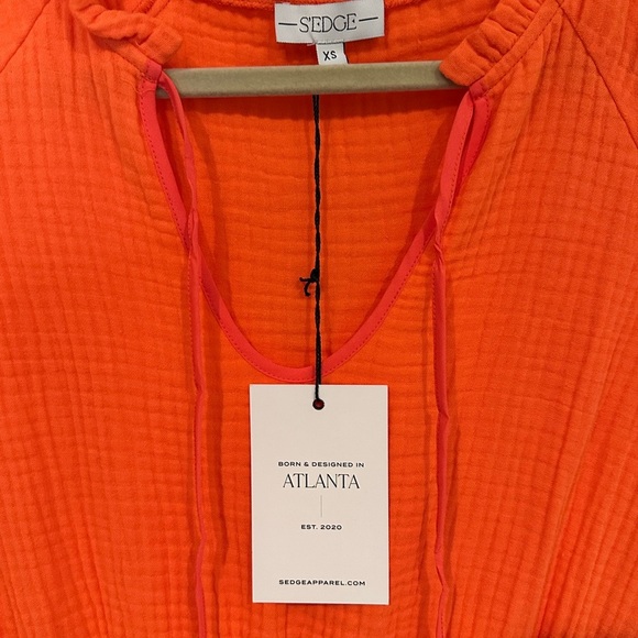 S'EDGE Raleigh 100% Cotton Dress In Blood Orange NWT- Size XS - Picture 3 of 4
